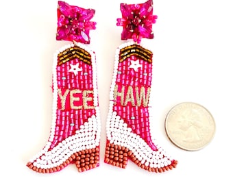 Beaded Cowgirl Boot Earrings: Western Bachelorette Party Jewelry