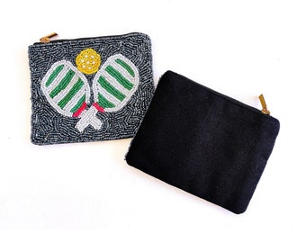 Pickleball beaded coin purse pouch/Sport/Gift