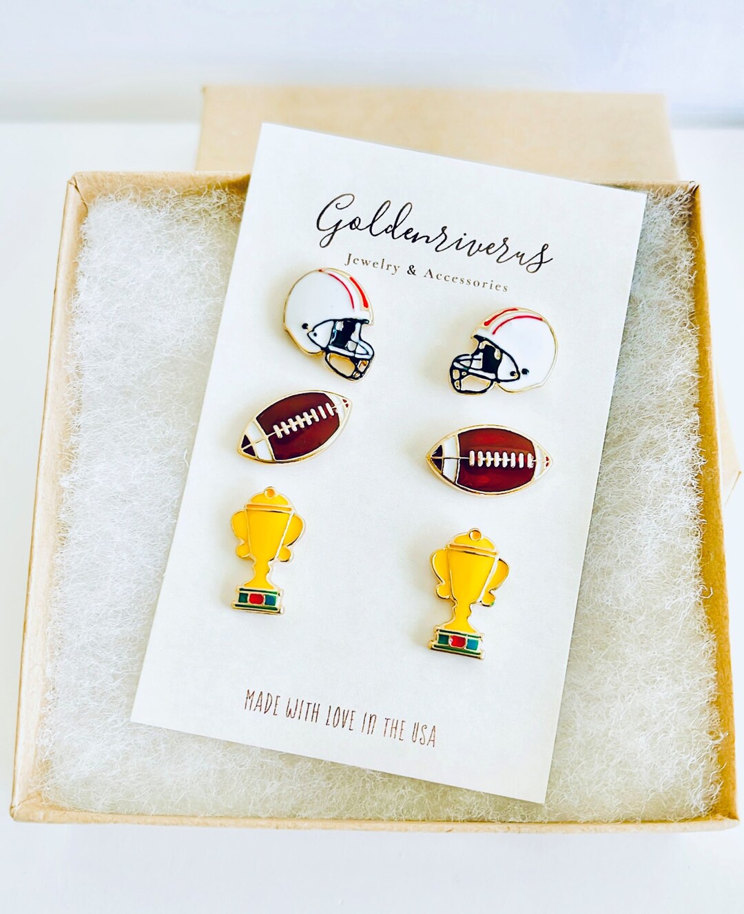 Football Gold Stud Earrings main image 0