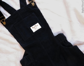 Svart | Manchesteroverall med tryckknappar