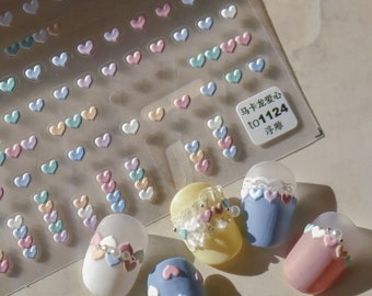 3D Embossed Heart Nail Decals - DIY Nail Art Stickers