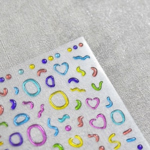 Nail Decals/ Nail Stickers - Jelly-like texture Nail Stickers- 4 patterns to choose - 3D Embossing- Nail Art - DIY Nails