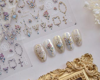 Fantasy Gem Foil Nail Art Stickers – 2 Colors (Gold / Silver)