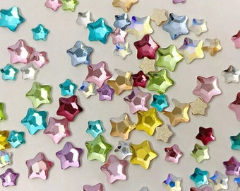 100 pcs Colored Crystal Stars /Nail Art Decorations/ Mixed Color Flat back Rhinestones