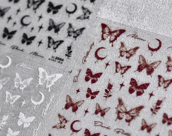 Ink Wash Butterfly Nail Decals - Thin Nail Art Stickers