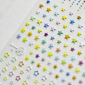 Nail Decals/ Nail Stickers - 3D little colorful stars and hearts - Nail Art - DIY Nails