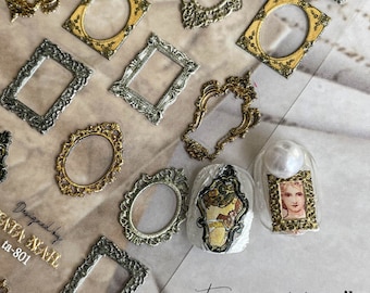 Calcomanías para uñas con marco vintage: Arte de uñas DIY con relieve 3D