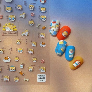 Decalcomanie per unghie/Adesivi per unghie - Shiba inu Cani carini - 3D