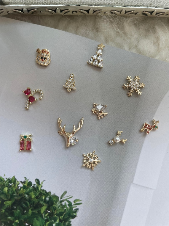 Christmas Nail Charms – Holiday Nail Art, Winter Designs (2/pack)