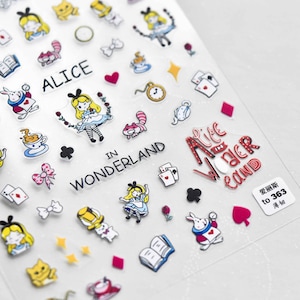Nail Decals/ Nail Stickers - alice in wonderland - Nail Art - Thin and strong stickers