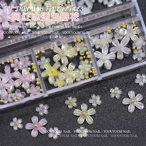 Flower Nail Charms/ 6 Grids/ 3D Acrylic Flower Nail Art