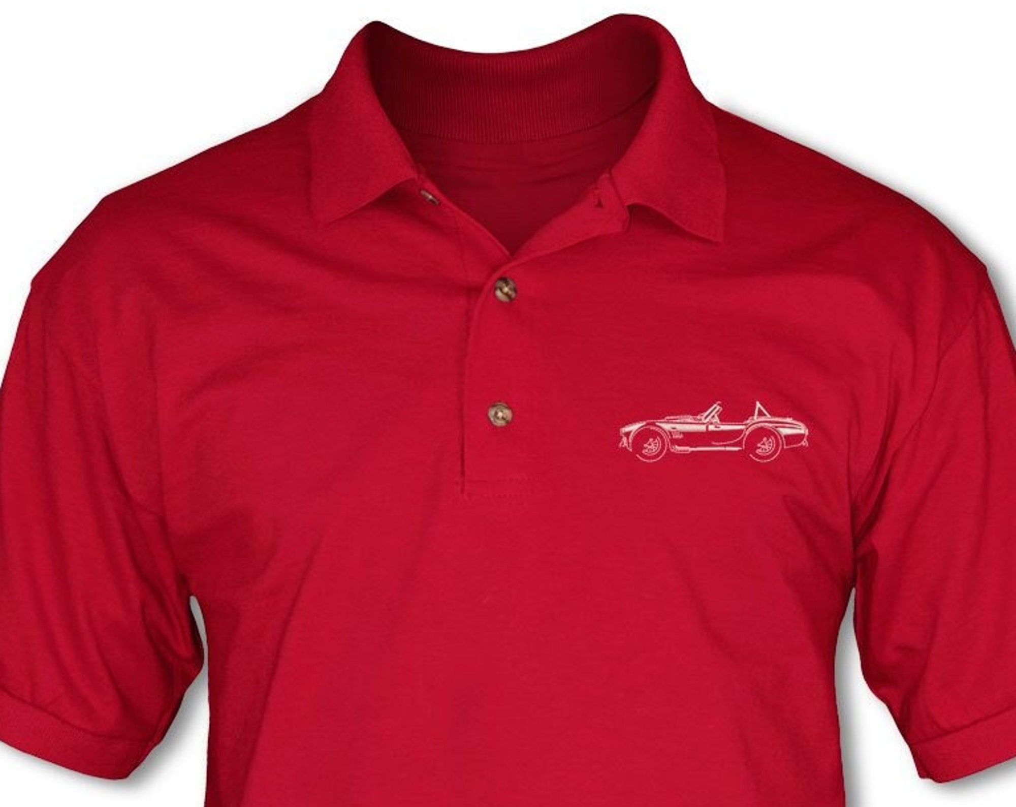 Discover 1965 AC Shelby Cobra 427 SC Side View Adult Pique Polo Shirt - American Classic Car