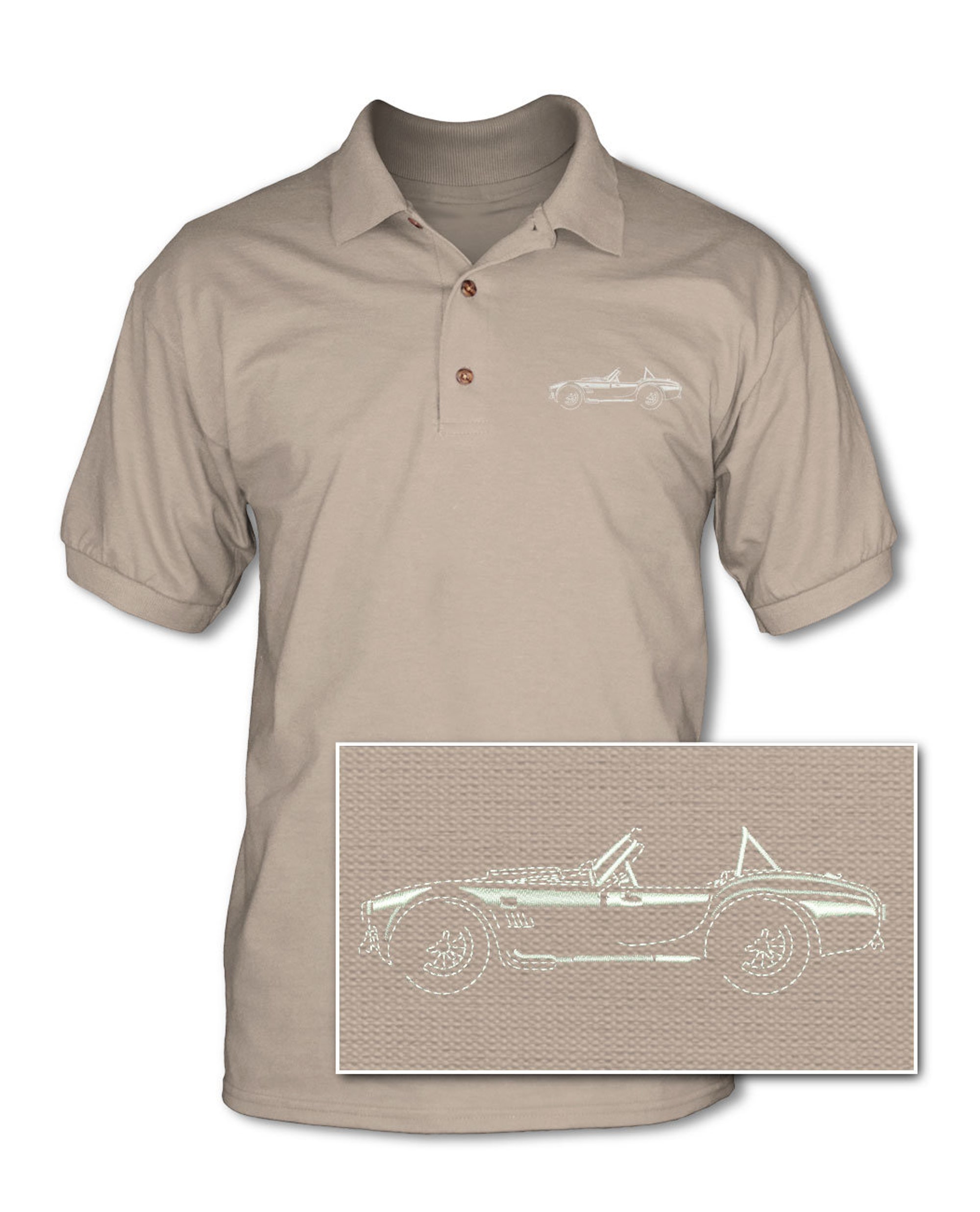 Discover 1965 AC Shelby Cobra 427 SC Side View Adult Pique Polo Shirt - American Classic Car