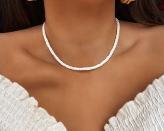 Natuurlijke witte Pukka schelp ketting - lange zilveren verlengketting - verstelbaar - Beachy / zeemeermin kern / vakantie / festival / boho / cadeau / sierlijk