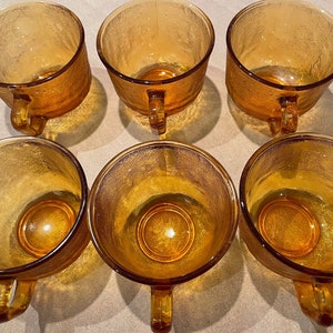 Vintage Amber Frosted Glass Coffee Cups 1970&#39;s