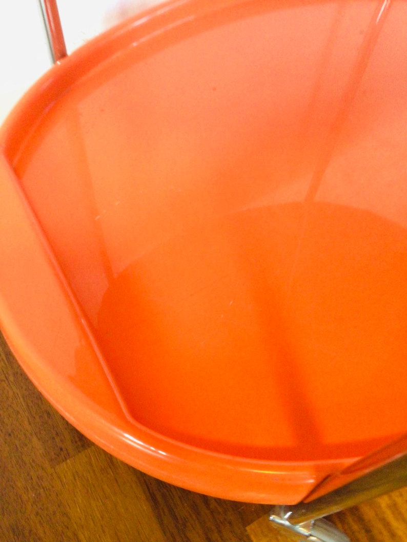 Vintage Mid Century Rare Orange Color German Serving Trolley Etsy