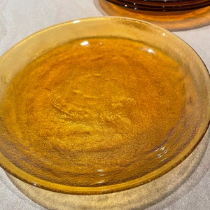 Vintage Amber Frosted Glass Salad Plates 1970&#39;s