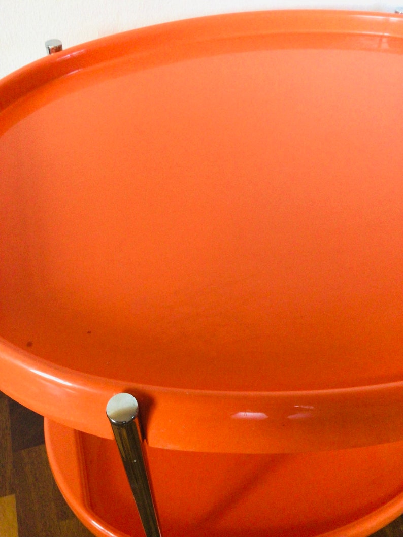 Vintage Mid Century Rare Orange Color German Serving Trolley Etsy
