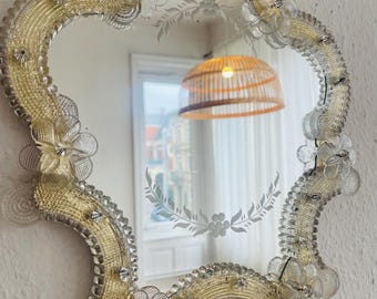 Vintage Venetian Murano Glass Mirror 1950s