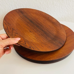 Vintage Mid Century Modern dänisches 4er Set Teak Holz Platzteller 1960er Jahre
