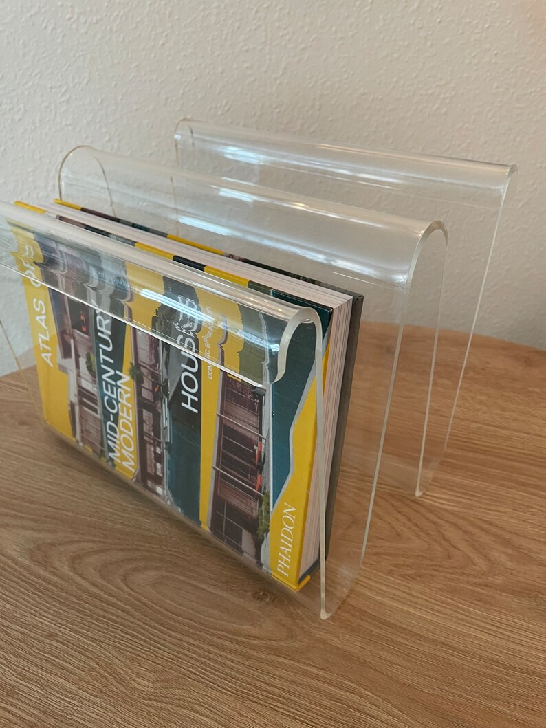 Vintage Mid Century Acrylic Magazine Rack Storage Lounge Etsy
