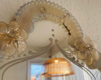 ヴィンテージ ベネチアン オパールセントカラー ムラーノガラスミラー