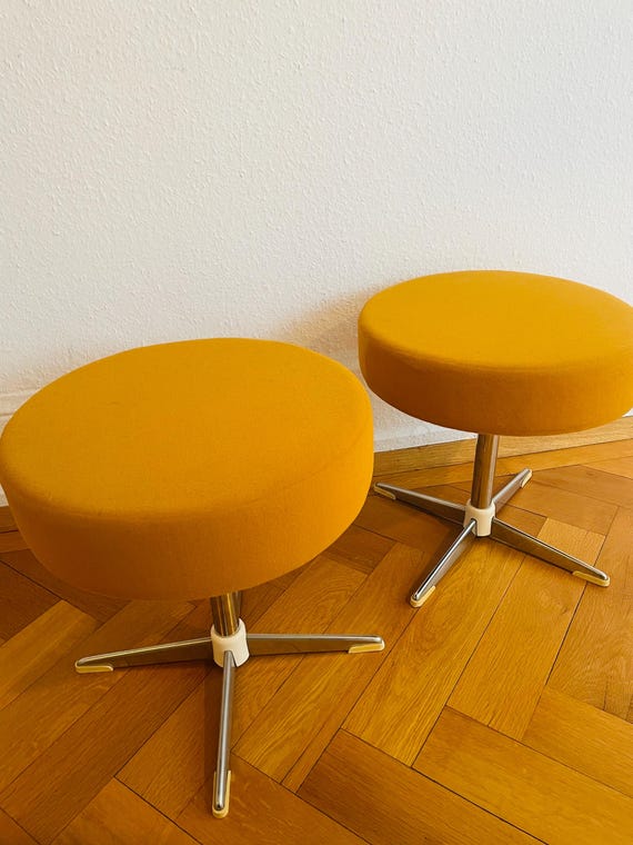 Mid-Century Vintage Metal Stool Mustard Color- 1960's- Price per Stool