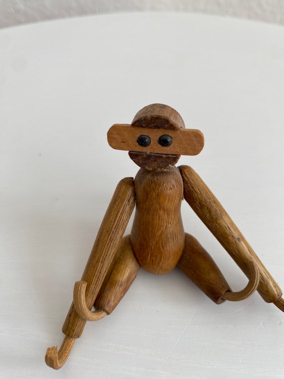 Mid Century Modern Kay Bojesen Style Danish Teak Baby Monkey
