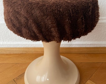 Taburete vintage de diseño espacial, color marrón, con funda marrón, fabricado por Emsa en Alemania Occidental (década de 1970).