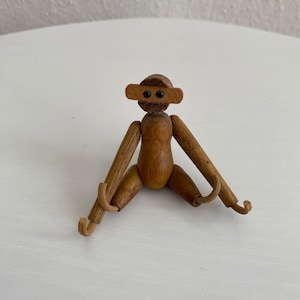 Mid Century Modern Kay Bojesen Style Danish Teak Baby Monkey 1950s