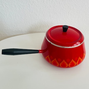 Vintage Retro Red Color Enamel Cooking Pot 1970’s