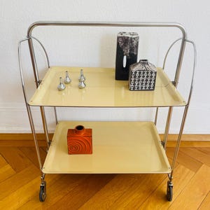 Vintage Mid Century Serving Trolley Butter Color 1970’s
