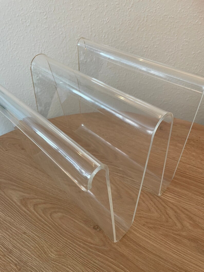 Vintage Mid Century Acrylic Magazine Rack Storage Lounge Etsy