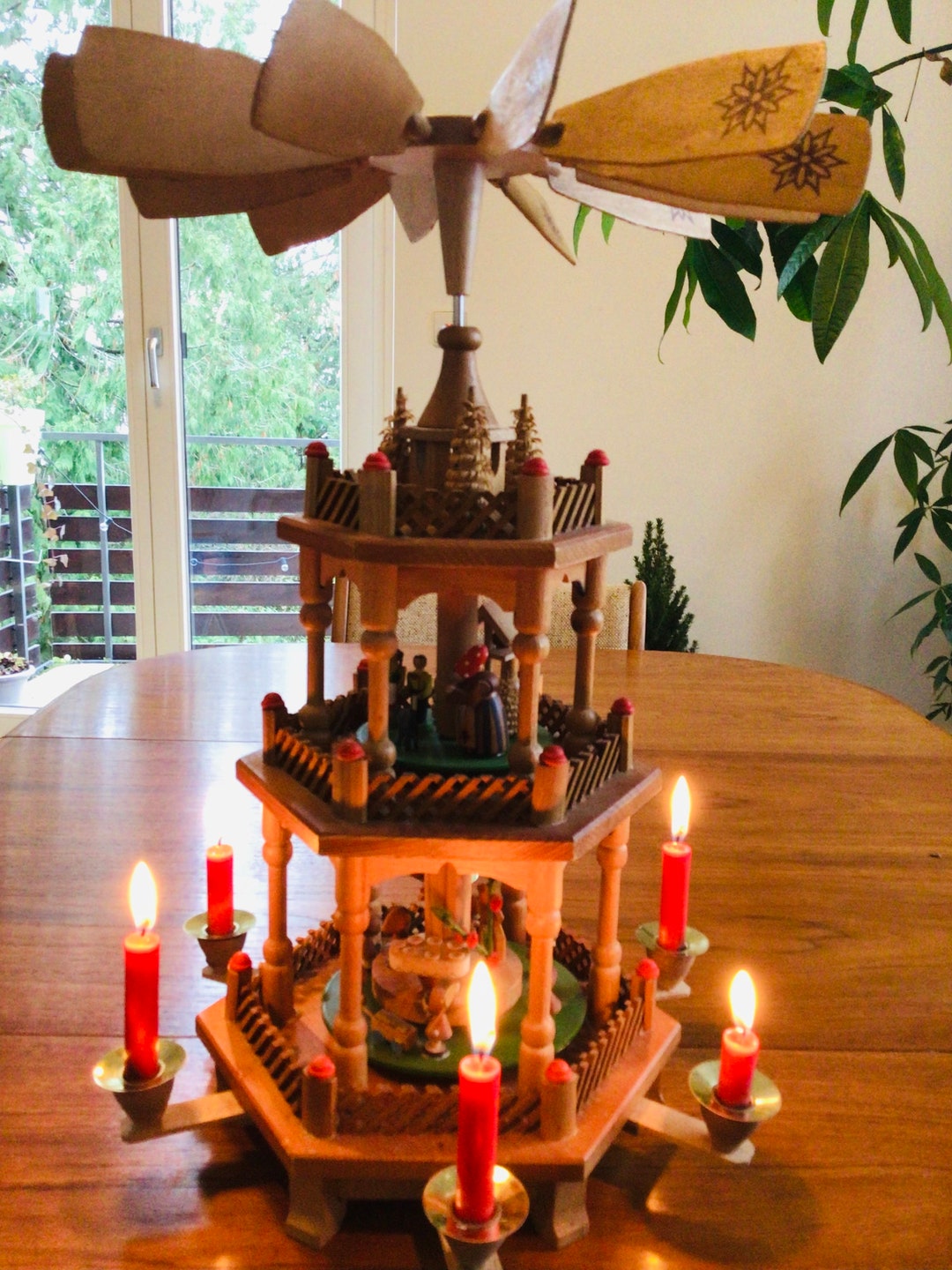 Vintage German Christmas Pyramid 1960s Original Etsy