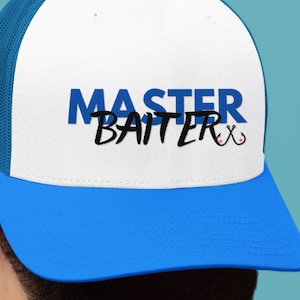Master Baiter Blue Trucker Hat: Funny Fishing Gift