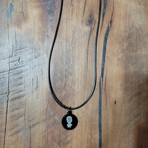 Upside Down Pineapple Necklace: Stainless Steel Charm, Adjustable Cord