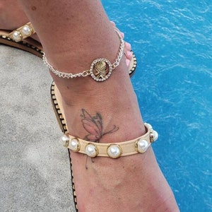 Upside Down Pineapple Anklet, Swinger Lifestyle Anklet, Charm  with Mixed Metals, Includes Jewelry Bag