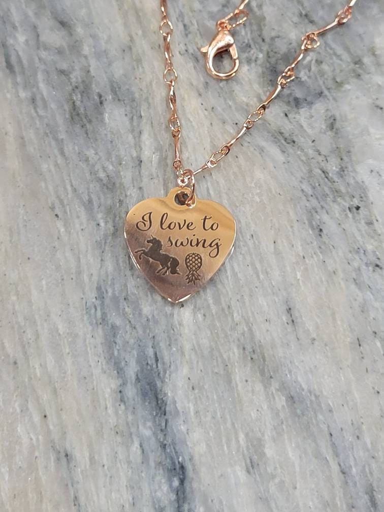 Rose Gold Heart Necklace: Unicorn, Pineapple, Swinger Lifestyle