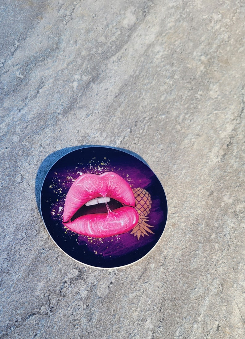 Glossy Luscious Pink Lips With a Gold Upside Down Pineapple Etsy
