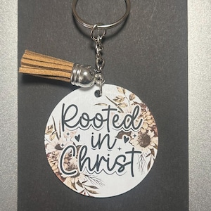 Jesus-Inspired Boho Acrylic Keychains with Floral Designs – Faith & Nature Combined