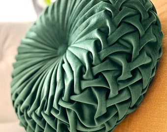 Round Green Velvet Cushion