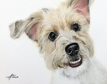 Custom Pet Portrait From Photo, Personalised Pet Illustration, Dog Watercolor Painting