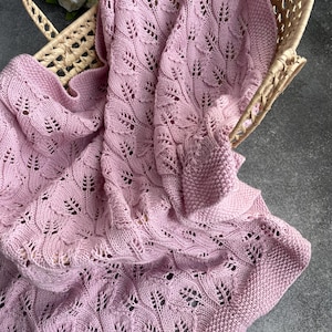 Strickanleitung PDF auf DEUTSCH/RUSSISCH Babydecke Blätter