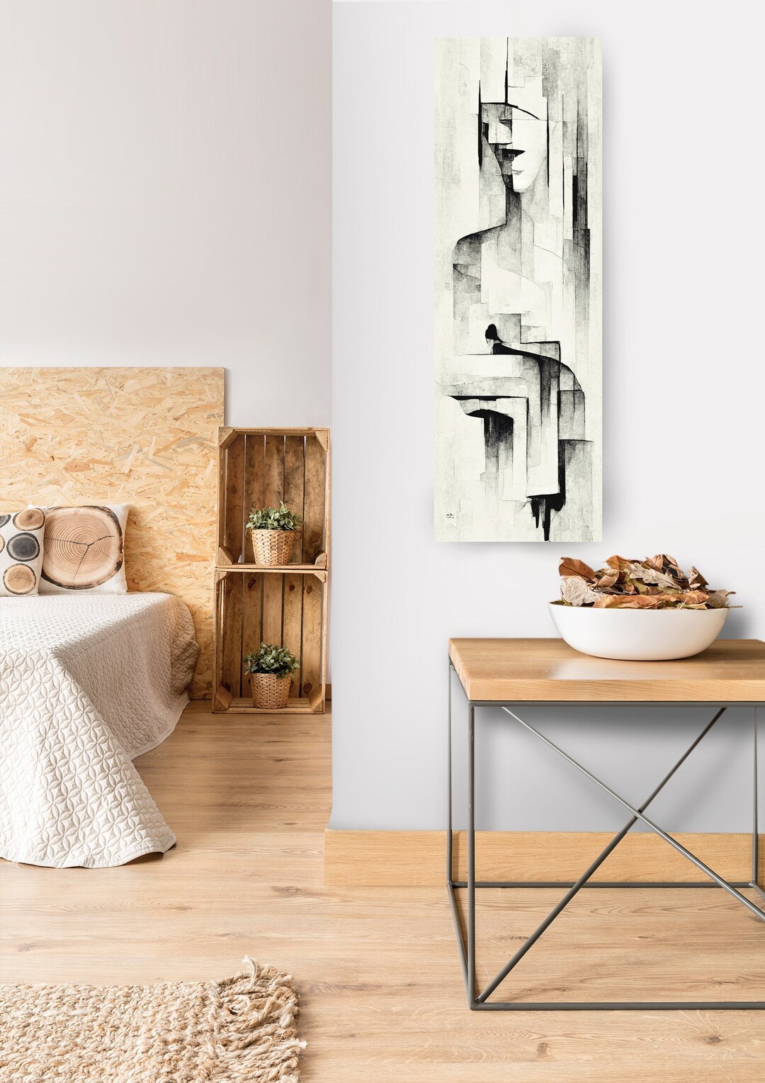 Modern Abstract Printable Tall Wall Art Set of 3, tall Women, 30x90 Art, Wall Art Download, Wall