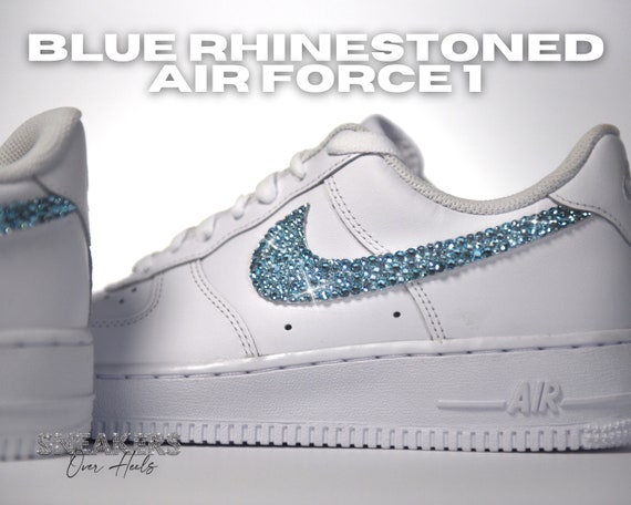 panorama policía Completo Nike Air Force 1 azul rhinestoned con cristales Swarovski / - Etsy España