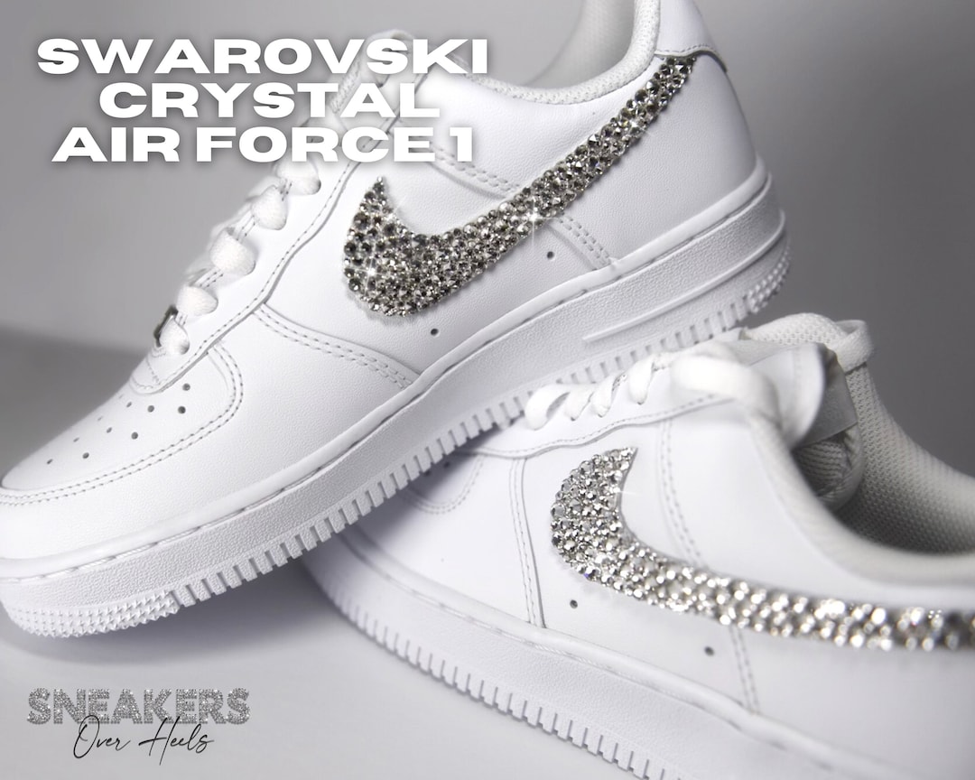 Nike Air Force 1 With Rhinestone Swoosh Logo | Custom AF1 Nike Air Force 1 With Rhinestone Swoosh Logo | Custom AF1