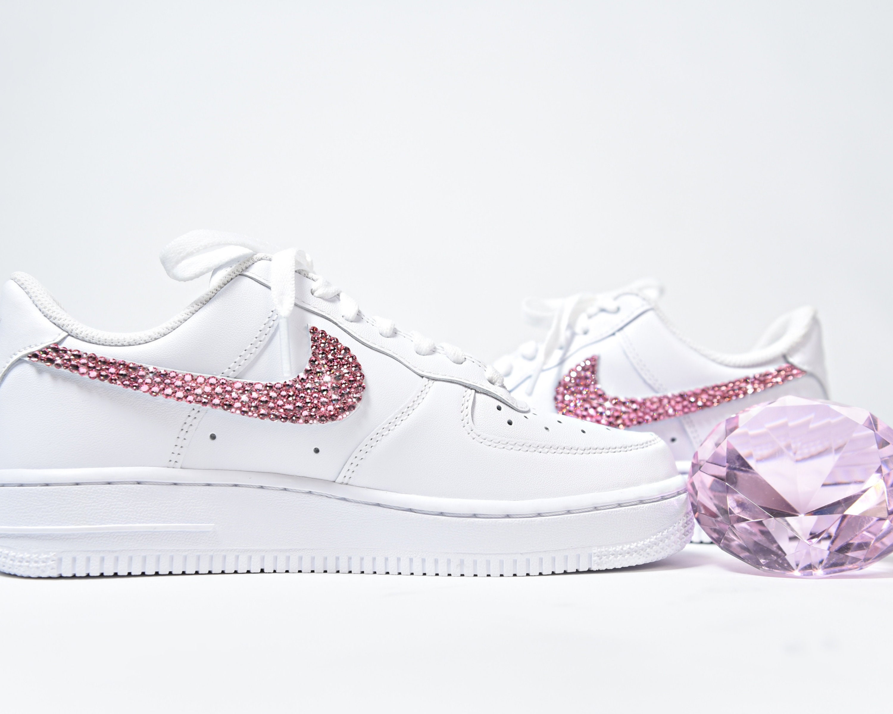 Heup chef Berouw Nike Air Force 1 With Pink Rhinestone Swoosh Logos Gifts for - Etsy