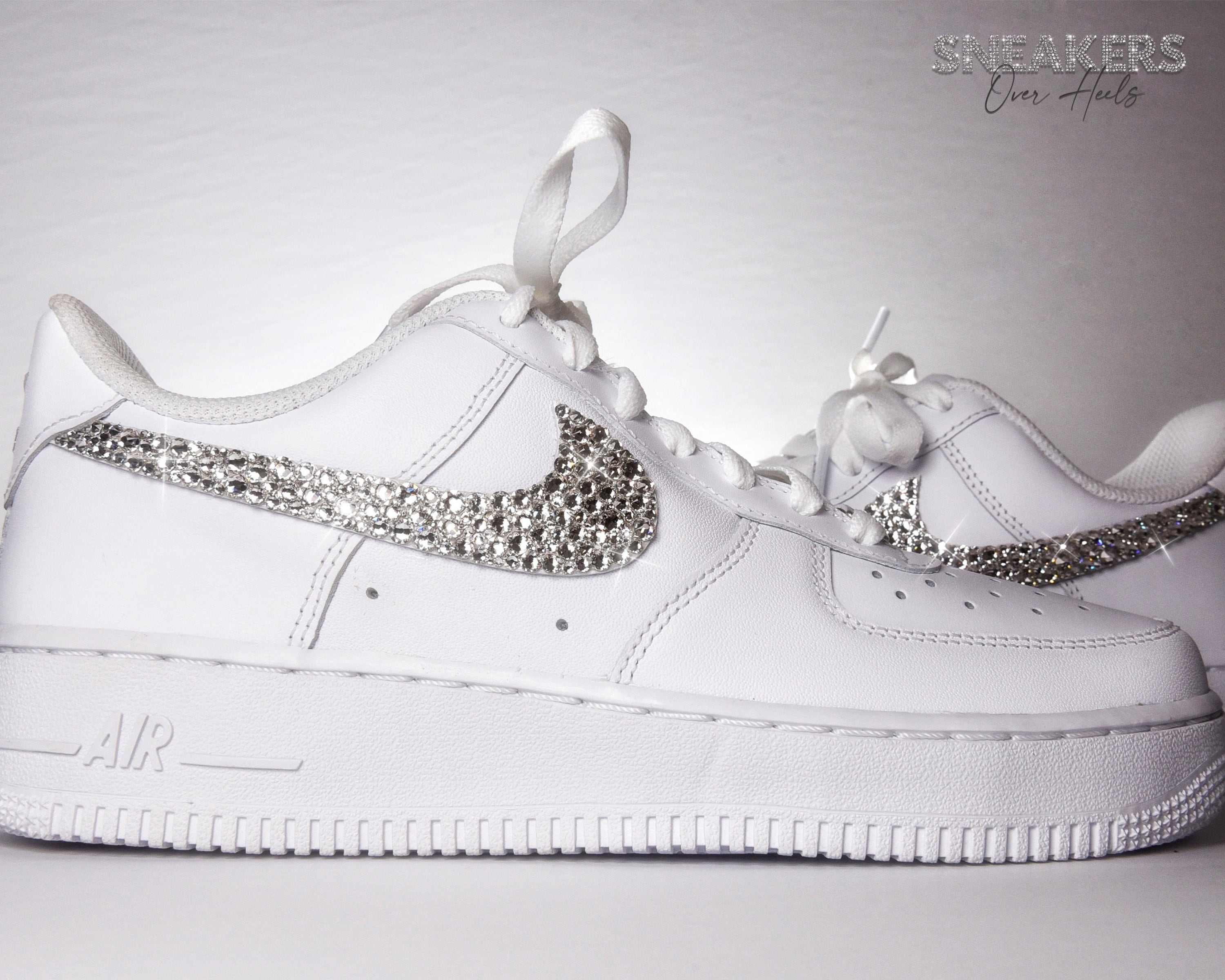 Nike Air Force 1 With Rhinestone Swoosh Logo | Custom AF1