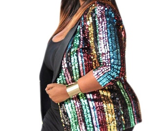 rainbow sequin jacket plus size