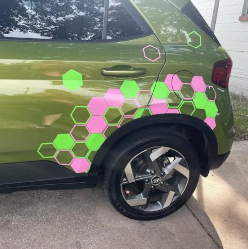 Hexagon / Honeycomb JDM Decal Sticker 4.5 inch / Hex Side Vehicle Wrap / Truck SUV Decals / Fits ANY Vehicle / Laptop/ Desktop image 3